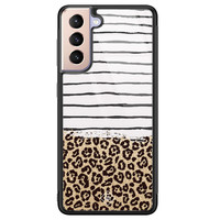 Casimoda Samsung Galaxy S21 glazen hardcase - Leopard lines