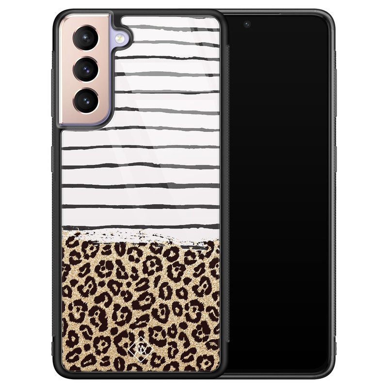 Casimoda Samsung Galaxy S21 glazen hardcase - Leopard lines