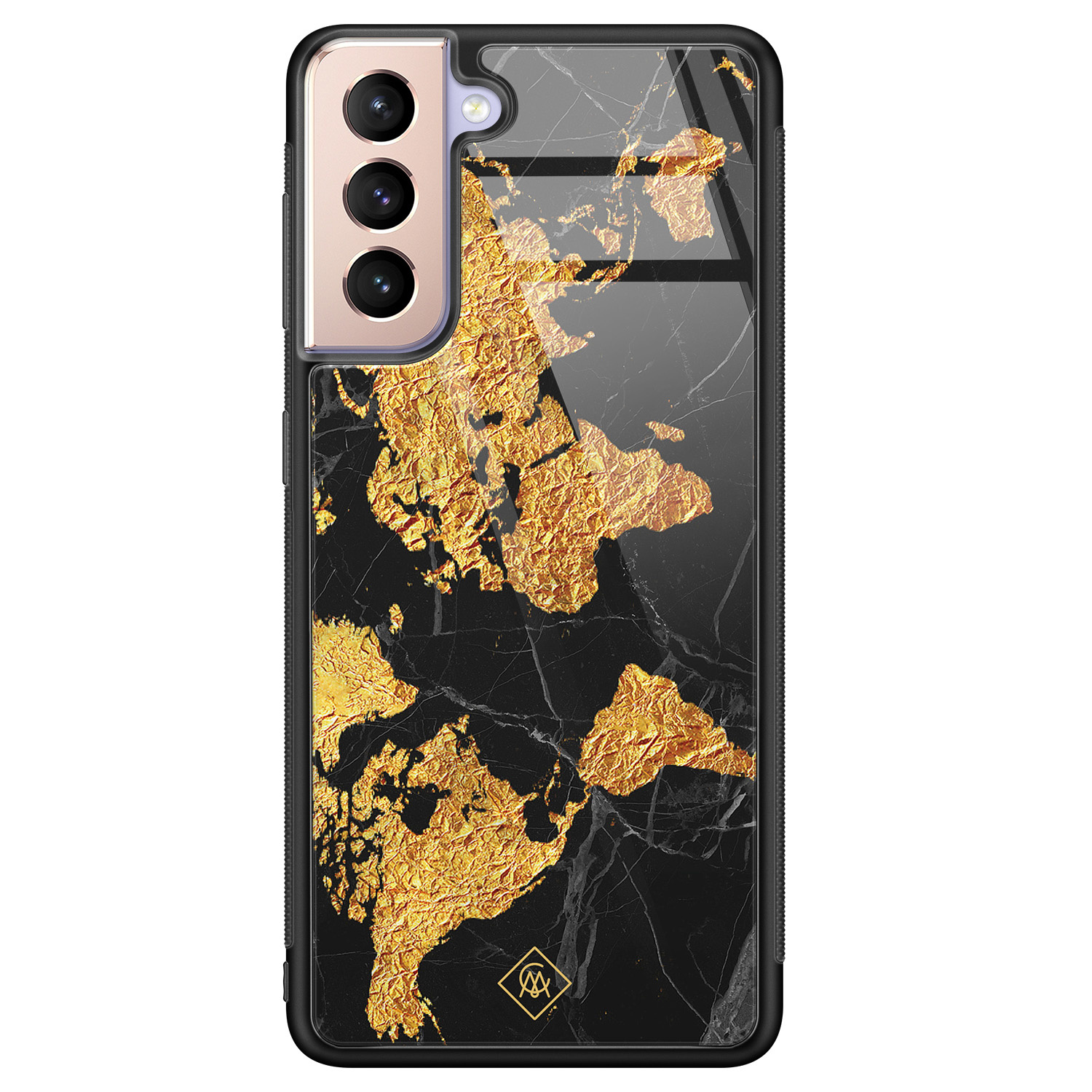 Samsung Galaxy S21 glazen hardcase Wereldkaart