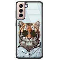 Casimoda Samsung Galaxy S21 glazen hardcase - Tijger wild