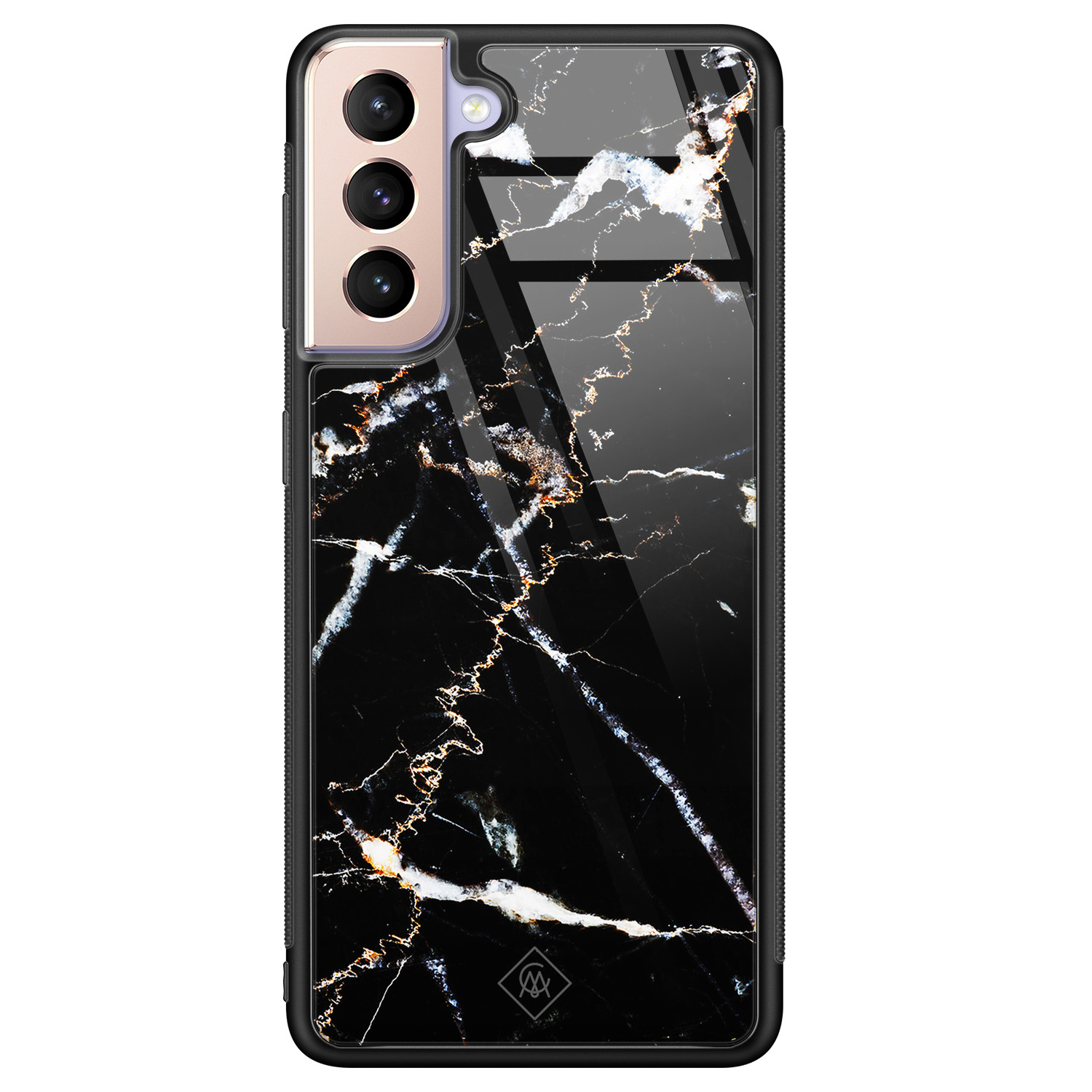 Samsung Galaxy S21 glazen hardcase Marmer zwart