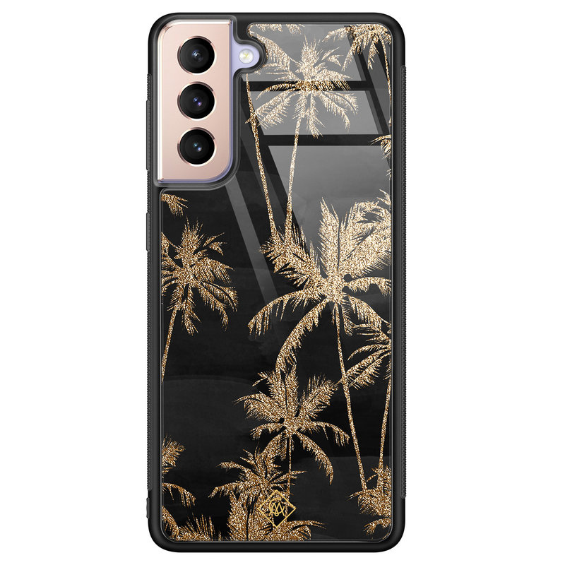 Casimoda Samsung Galaxy S21 glazen hardcase - Palmbomen