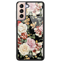 Casimoda Samsung Galaxy S21 Plus glazen hardcase - Flowerpower