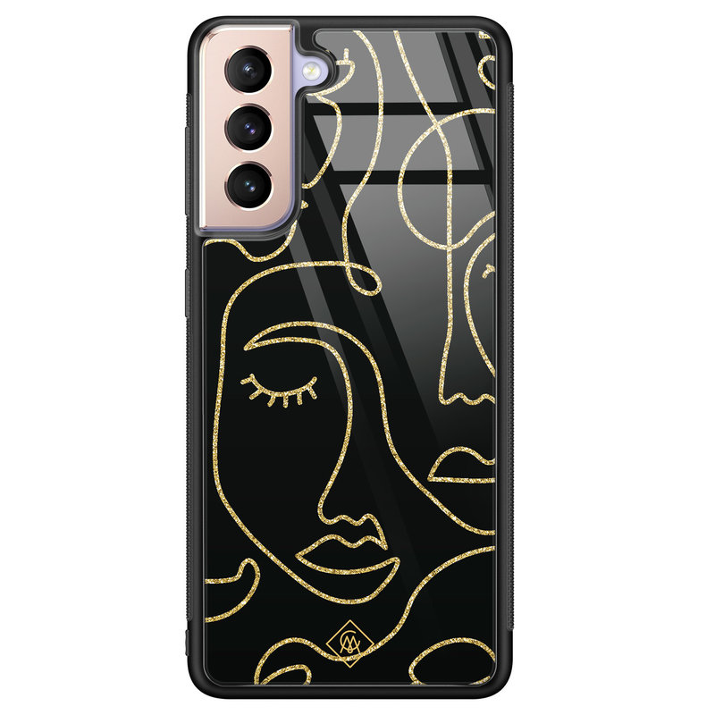 Casimoda Samsung Galaxy S21 Plus glazen hardcase - Abstract faces