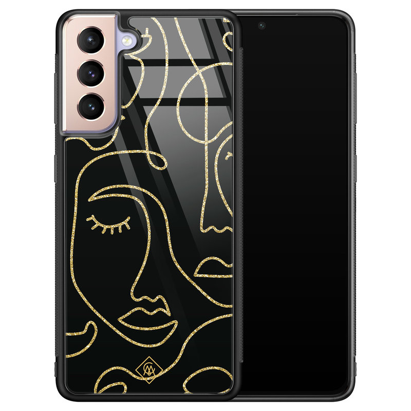 Casimoda Samsung Galaxy S21 Plus glazen hardcase - Abstract faces