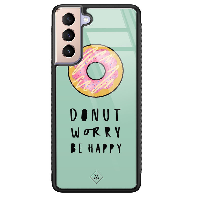 Casimoda Samsung Galaxy S21 Plus glazen hardcase - Donut worry