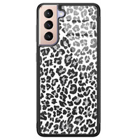 Casimoda Samsung Galaxy S21 Plus glazen hardcase - Luipaard grijs