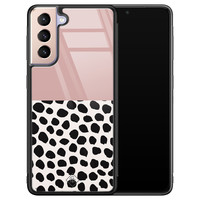 Casimoda Samsung Galaxy S21 Plus glazen hardcase - Pink dots