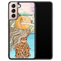 Casimoda Samsung Galaxy S21 Plus glazen hardcase - Sunset girl