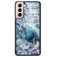 Casimoda Samsung Galaxy S21 Plus glazen hardcase - Oceaan