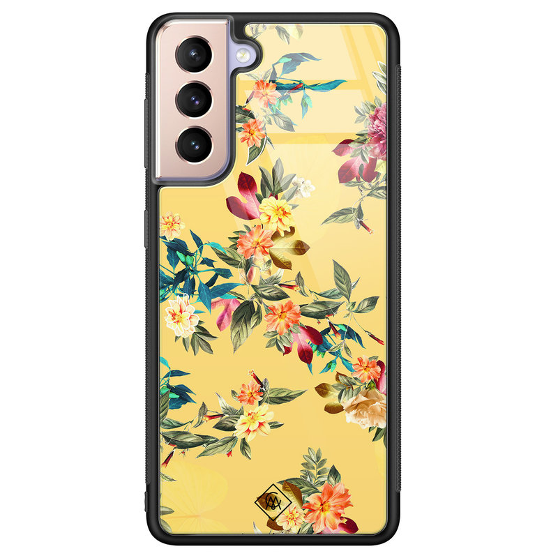 Casimoda Samsung Galaxy S21 Plus glazen hardcase - Florals for days