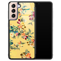 Casimoda Samsung Galaxy S21 Plus glazen hardcase - Florals for days