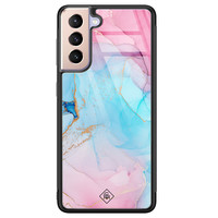 Casimoda Samsung Galaxy S21 Plus glazen hardcase - Marble colorbomb