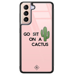 Casimoda Samsung Galaxy S21 Plus glazen hardcase - Go sit on a cactus