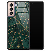 Casimoda Samsung Galaxy S21 Plus glazen hardcase - Abstract groen