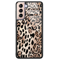 Casimoda Samsung Galaxy S21 Plus glazen hardcase - Golden wildcat