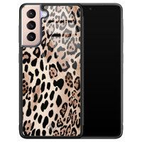 Casimoda Samsung Galaxy S21 Plus glazen hardcase - Golden wildcat