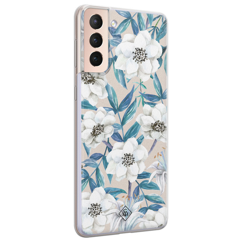 Casimoda Samsung Galaxy S21 siliconen telefoonhoesje - Touch of flowers