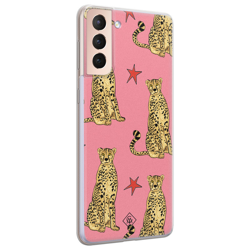 Casimoda Samsung Galaxy S21 siliconen hoesje - The pink leopard