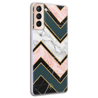 Casimoda Samsung Galaxy S21 siliconen hoesje - Marmer triangles