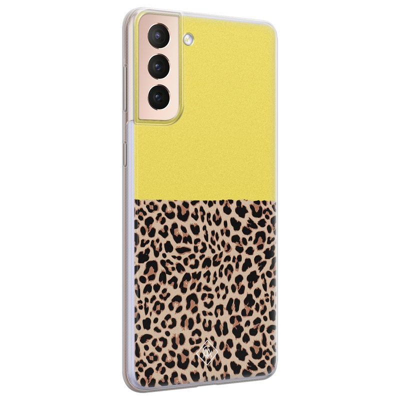 Casimoda Samsung Galaxy S21 siliconen hoesje - Luipaard geel