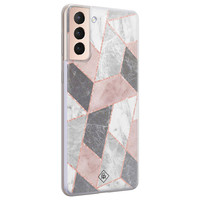 Casimoda Samsung Galaxy S21 siliconen telefoonhoesje - Stone grid