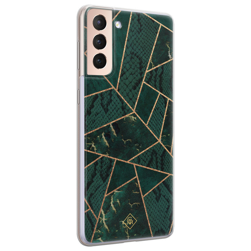 Casimoda Samsung Galaxy S21 siliconen hoesje - Abstract groen
