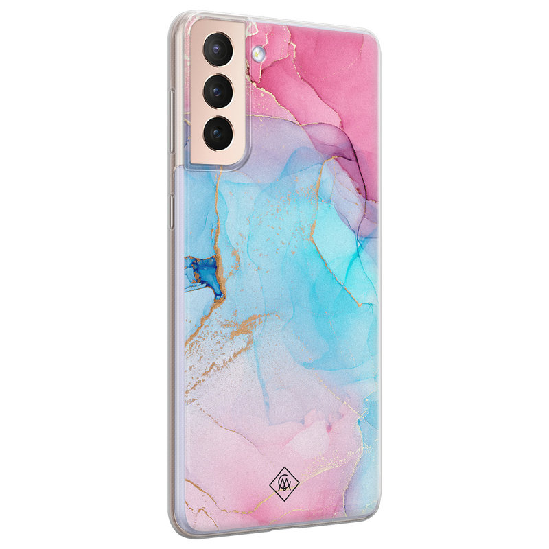 Casimoda Samsung Galaxy S21 siliconen hoesje - Marble colorbomb