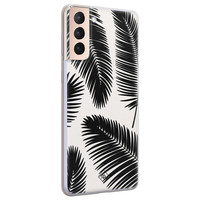 Casimoda Samsung Galaxy S21 siliconen telefoonhoesje - Palm leaves silhouette