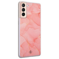 Casimoda Samsung Galaxy S21 Plus siliconen hoesje - Marmer roze