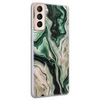 Casimoda Samsung Galaxy S21 Plus siliconen hoesje - Green waves