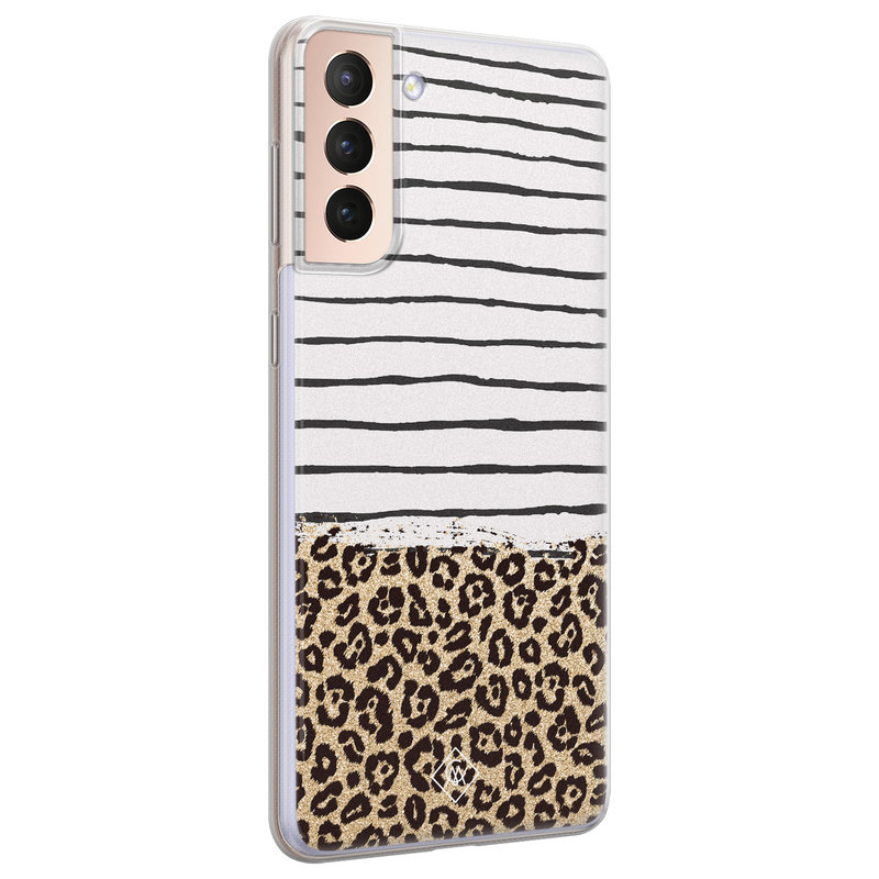 Casimoda Samsung Galaxy S21 Plus siliconen telefoonhoesje - Leopard lines