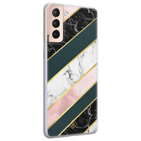 Casimoda Samsung Galaxy S21 Plus siliconen hoesje - Marble stripes