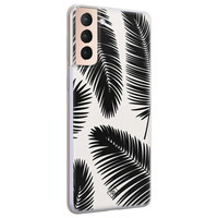 Casimoda Samsung Galaxy S21 Plus siliconen telefoonhoesje - Palm leaves silhouette