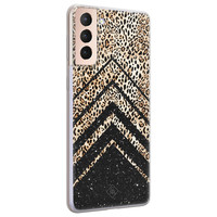 Casimoda Samsung Galaxy S21 Plus siliconen hoesje - Chevron luipaard