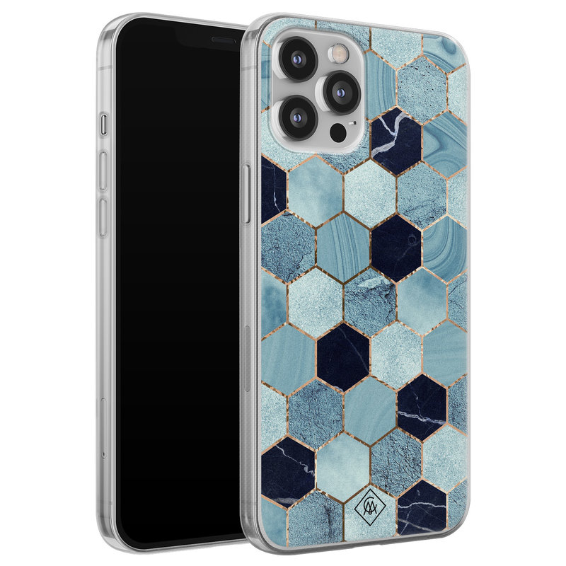 Casimoda iPhone 12 Pro Max siliconen hoesje - Blue cubes