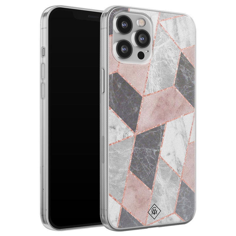 Casimoda iPhone 12 Pro Max siliconen telefoonhoesje - Stone grid