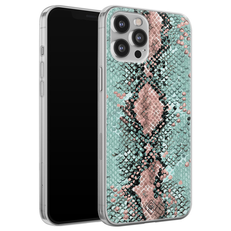 Casimoda iPhone 12 Pro Max siliconen hoesje - Snake pastel