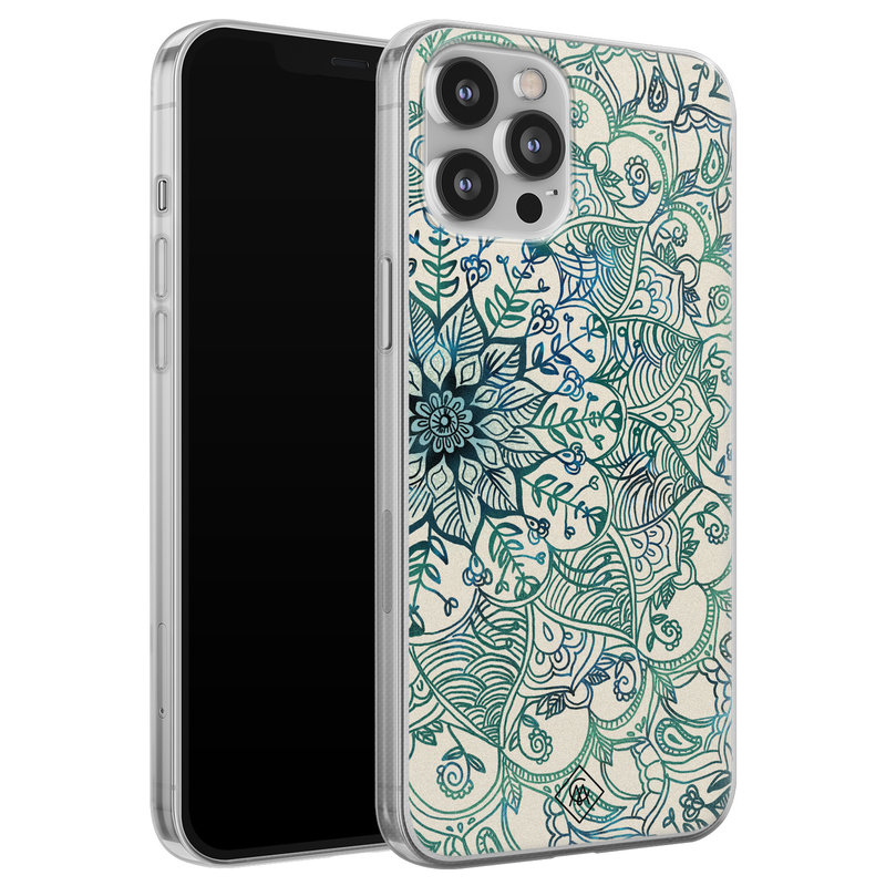 Casimoda iPhone 12 Pro Max siliconen hoesje - Mandala blauw