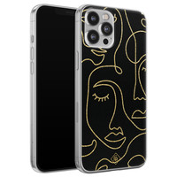 Casimoda iPhone 12 Pro Max siliconen hoesje - Abstract faces