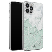 Casimoda iPhone 12 Pro Max siliconen telefoonhoesje - Marmer mint mix