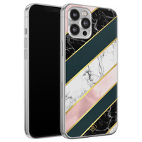 Casimoda iPhone 12 Pro Max siliconen hoesje - Marble stripes