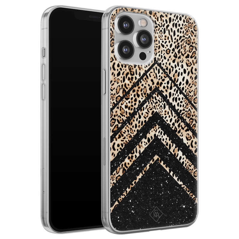 Casimoda iPhone 12 Pro Max siliconen hoesje - Chevron luipaard