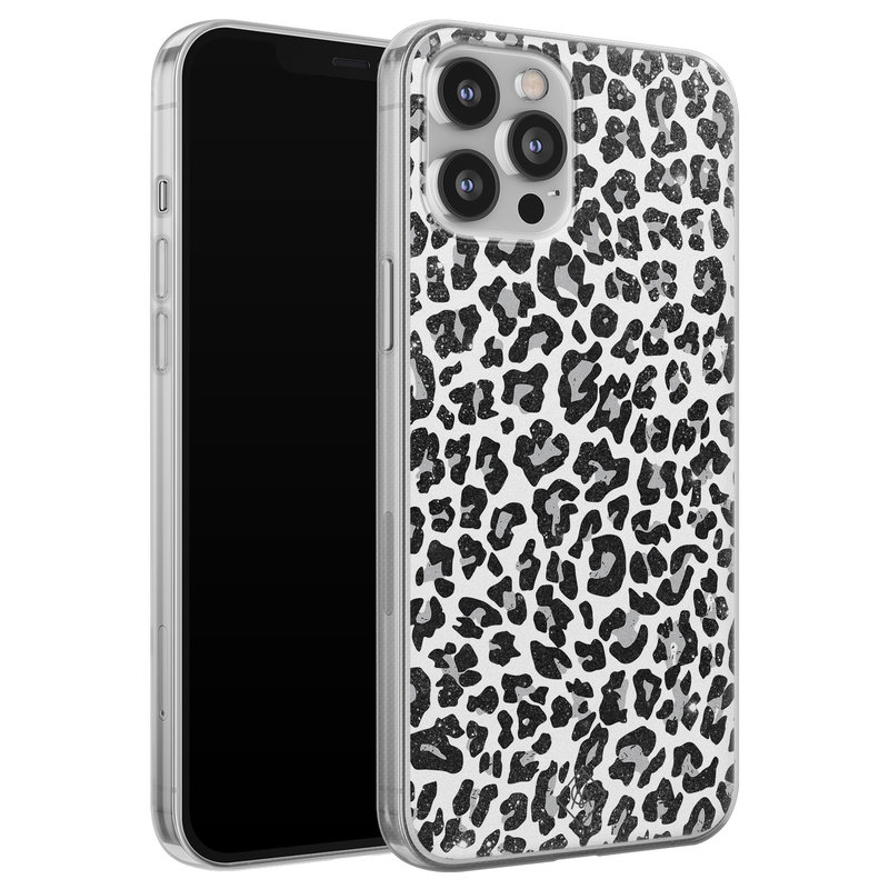 Casimoda iPhone 12 Pro Max siliconen telefoonhoesje - Luipaard grijs