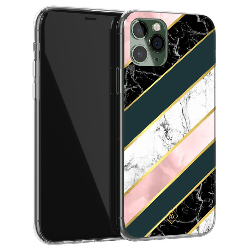 Casimoda iPhone 11 Pro siliconen hoesje - Marble stripes