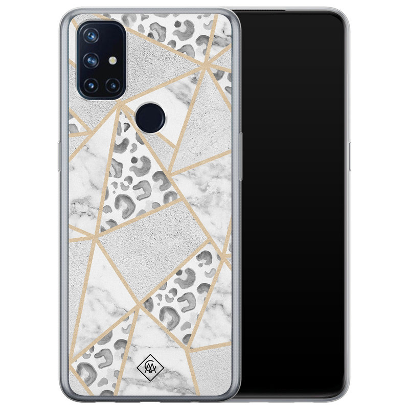 Casimoda OnePlus Nord N10 5G siliconen telefoonhoesje - Stone & leopard print