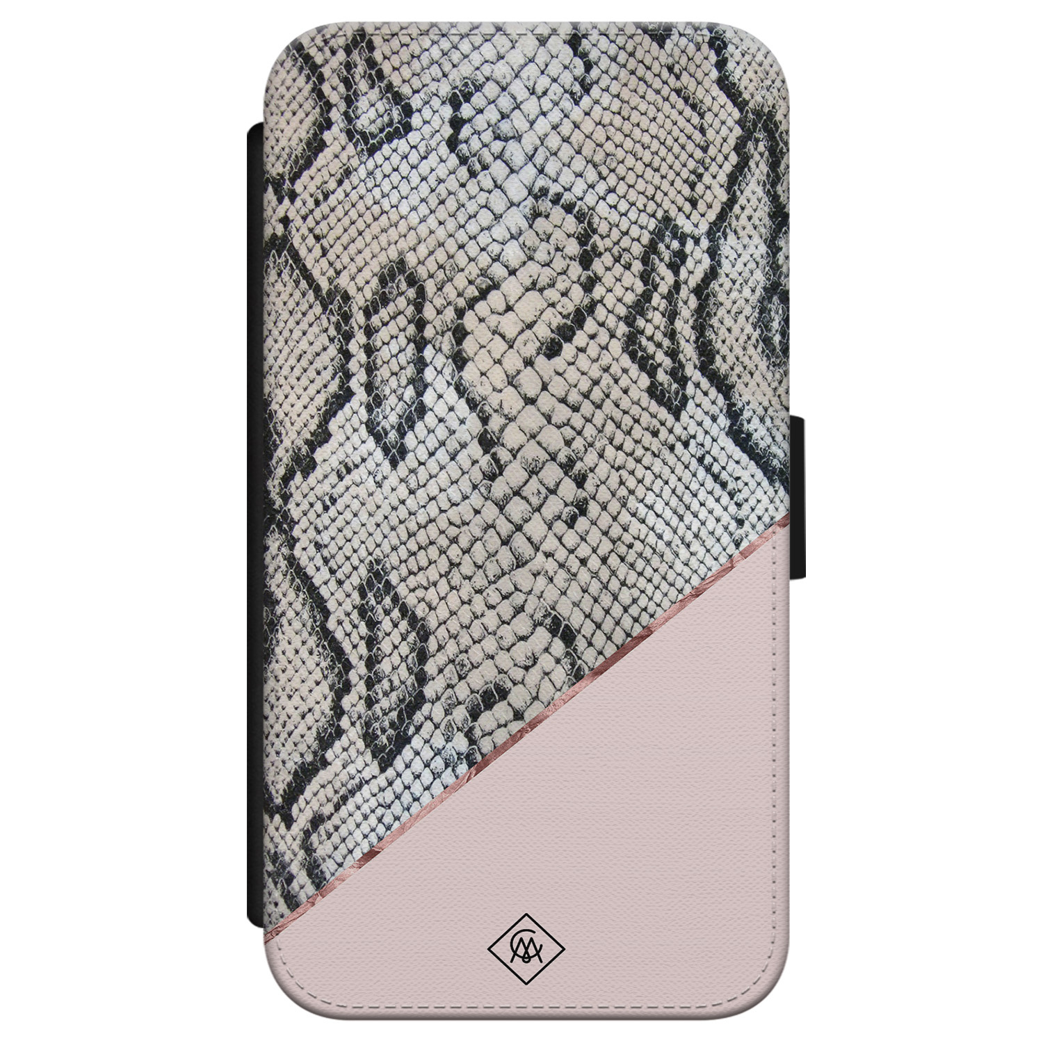 iPhone X XS flipcase Snake print roze