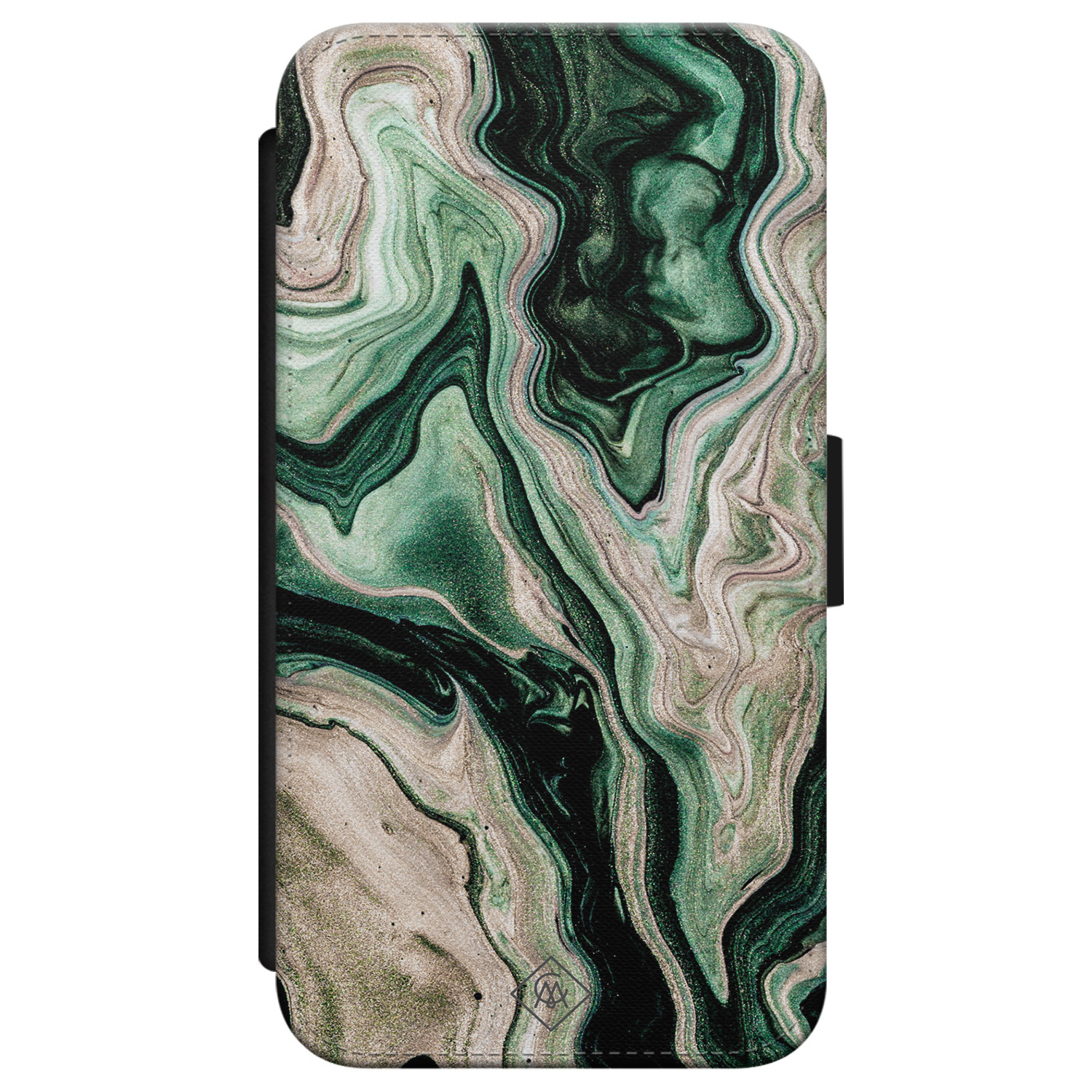 iPhone X XS flipcase Marmer groen goud