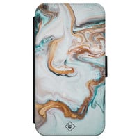 Casimoda iPhone X/XS flipcase - Marmer blauw goud