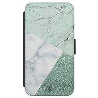 Casimoda iPhone X/XS flipcase - Minty marmer collage